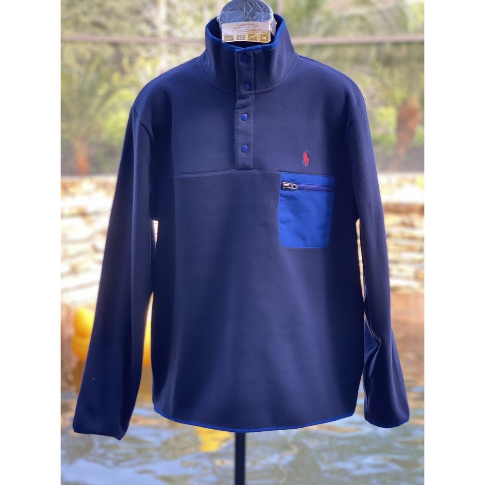 Polo Ralph Lauren Men's Blue Large 1/4 Snap Pullover Sweatshirt - New